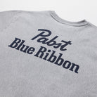 Gray sweatshirt with 'Pabst Blue Ribbon' text on a white background