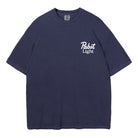 A navy blue short-sleeve crewneck t-shirt with 'Pabst Light' printed in white script on the left chest, displayed flat against a solid white background.